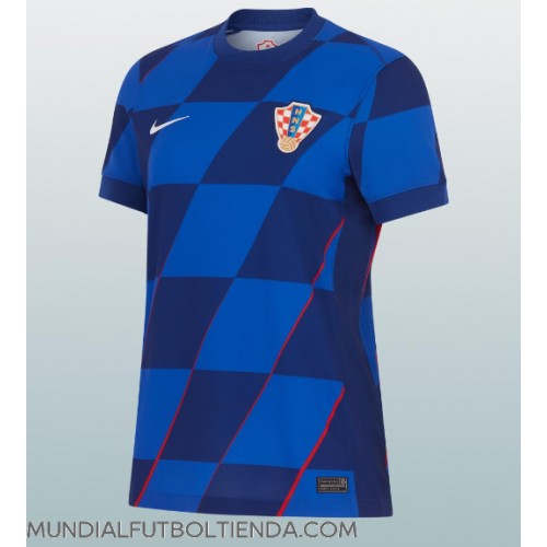 Camiseta Croacia Segunda Equipación Replica Eurocopa 2024 para mujer mangas cortas